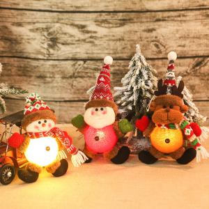  Cute Lights Snowman Elk Doll Pendant Christmas Tree Decoration