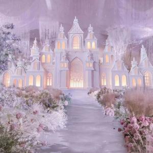 Wedding Castle  Stage Props Creative Wooden Crafts Wedding Decoration  Pink Wedding Castle